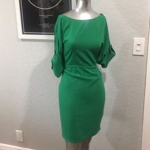 Emerald Calvin Klein dress with gold detailing